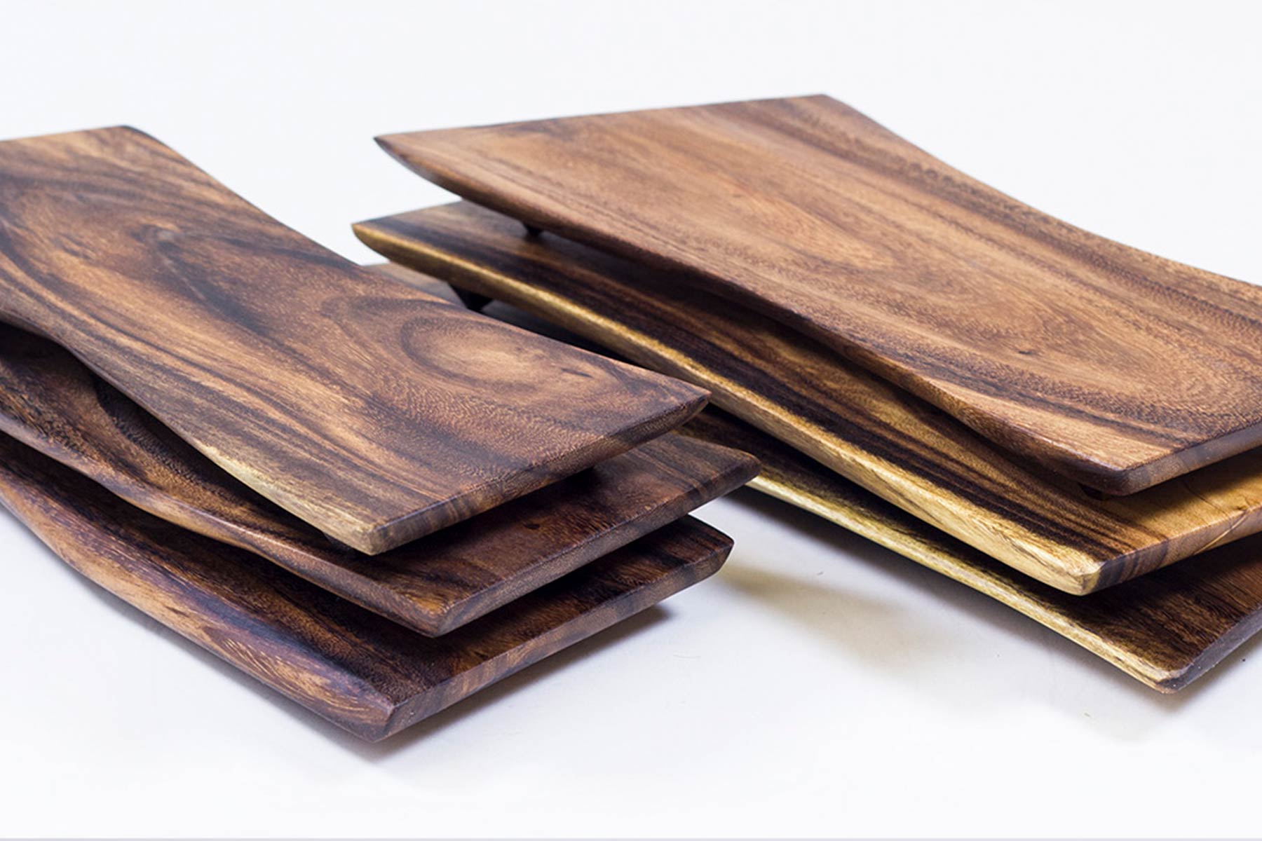 Detail of wooden service trays